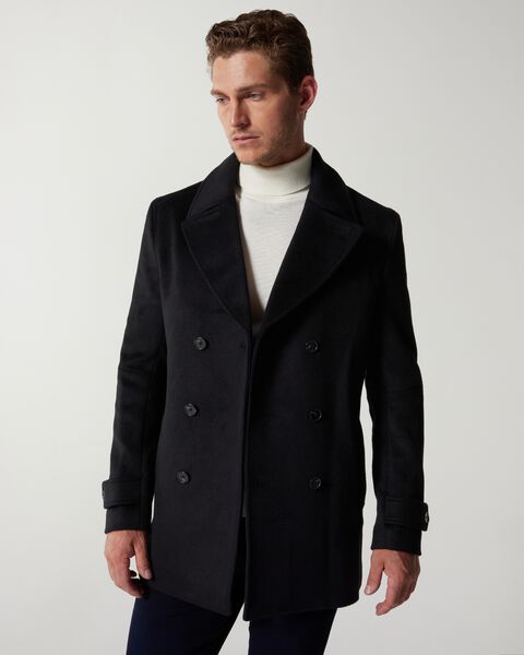 Black Wool Blend Peacoat